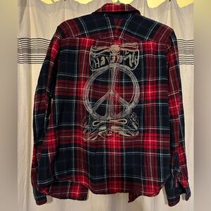 Vintage Embellished Peace Flannel